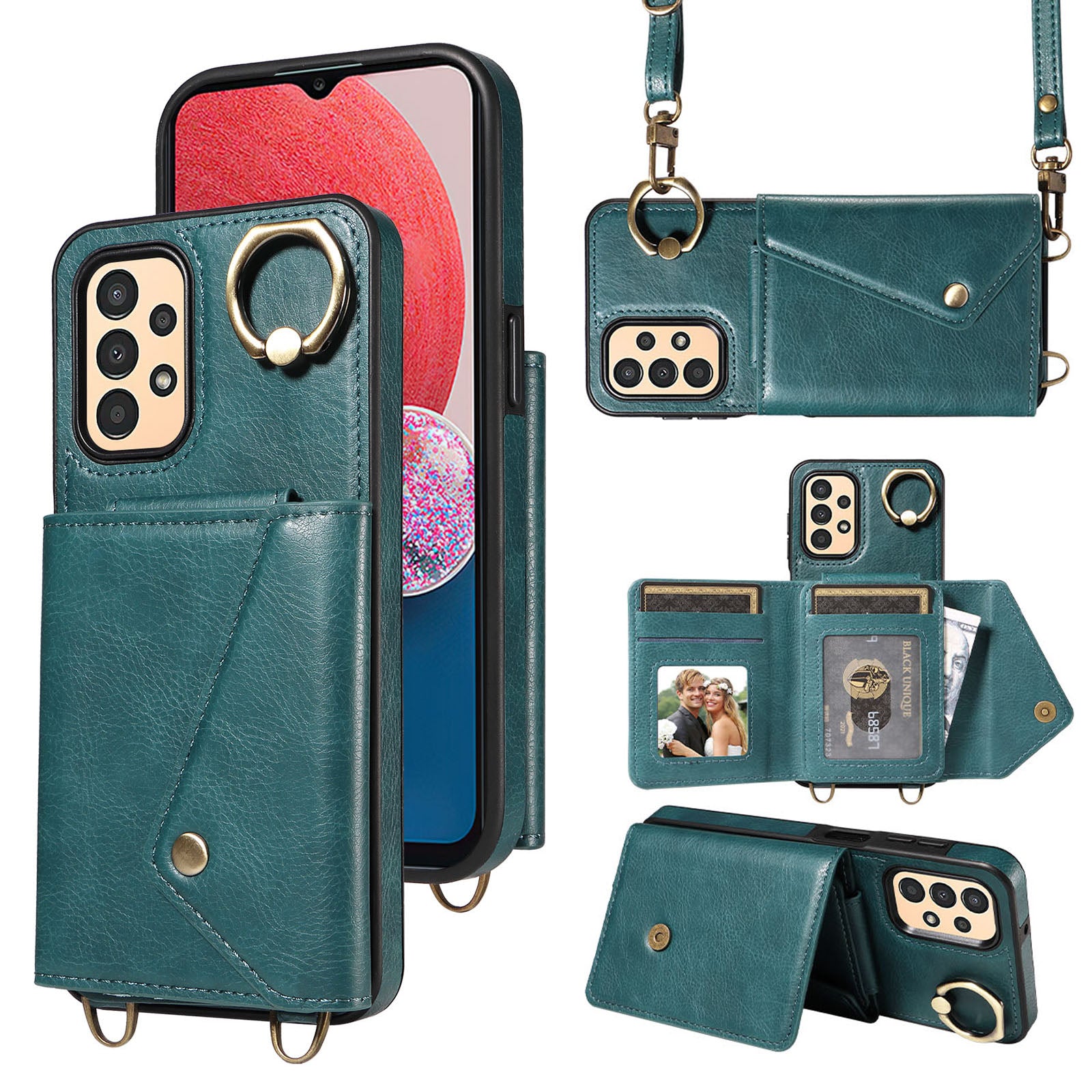 002 Phone Shell for Samsung Galaxy A13 4G A13 5G A04 4G A04s 4G Ring Kickstand Card Bag Litchi Texture Leather TPU Case with Shoulder Strap 002 Phone Shell for Samsung Galaxy A13 4G A13 5G A04 4G A04s 4G Ring Kickstand Card Bag Litchi Texture Leather TPU Case with Shoulder Strap